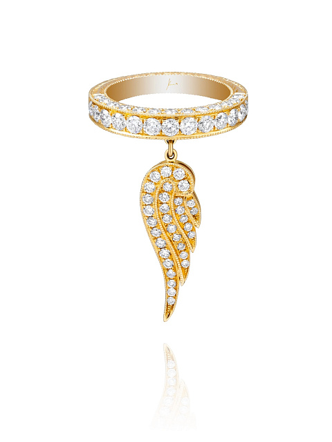 Yellow Gold & Diamonds Wing Ring, 1