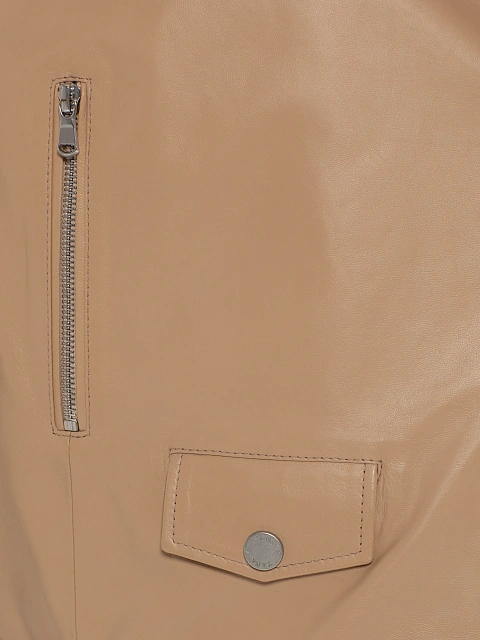 Beige Studded Leather & Shearling Vest, 4