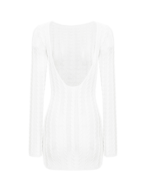 White knitted mini dress with open back, 2