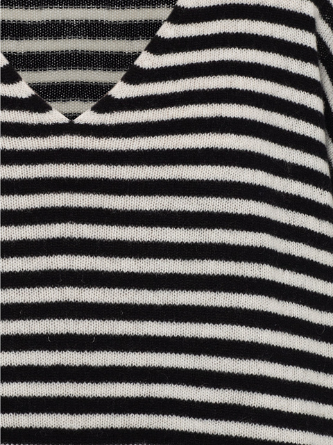 Black & White Striped Cashmere Pullover, 3