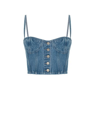 Blue Washed Denim Top, 1