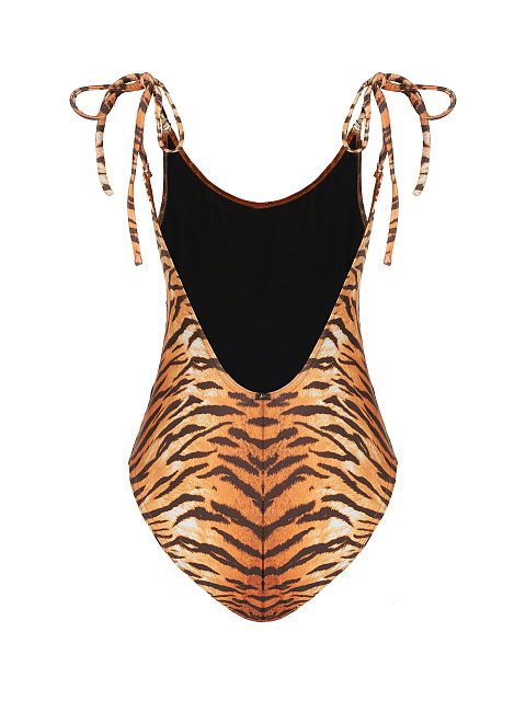 Tiger Print Open Back Swimsuit, 2