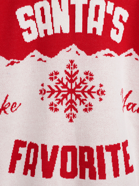 Men's Red & White Santa's Favorite Hooded Sweater, 3 Men's Red & White Santa's Favorite Hooded Sweater, 3