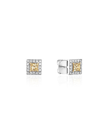 Stud earrings with yellow diamonds, 1
