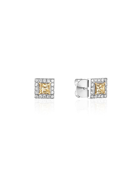 Stud earrings with yellow diamonds, 1