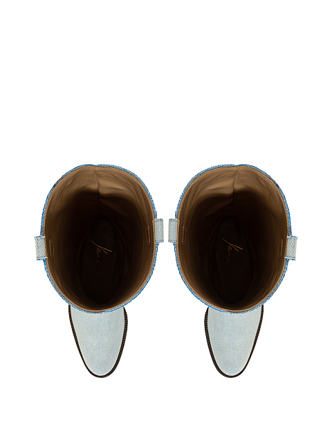 Light Blue Denim Cowboy Boots, 4 Light Blue Denim Cowboy Boots, 4