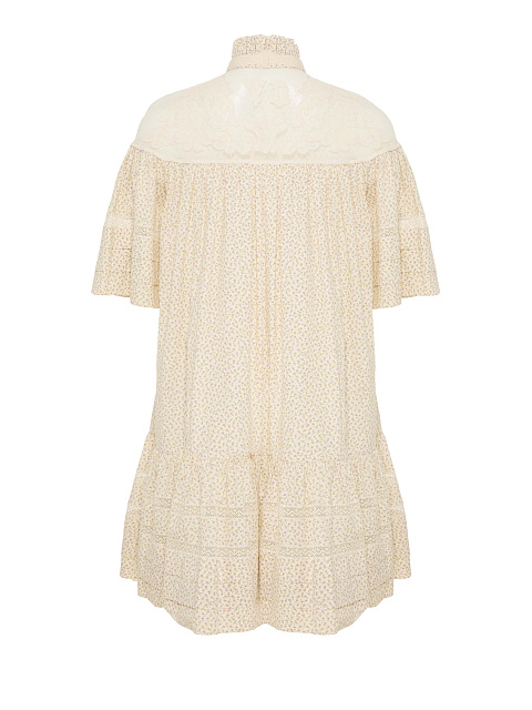 Milk-colored mini dress with floral print and lace, 2 Milk-colored mini dress with floral print and lace, 2