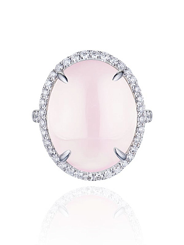 White Gold Quartz & Diamond Ring, 2