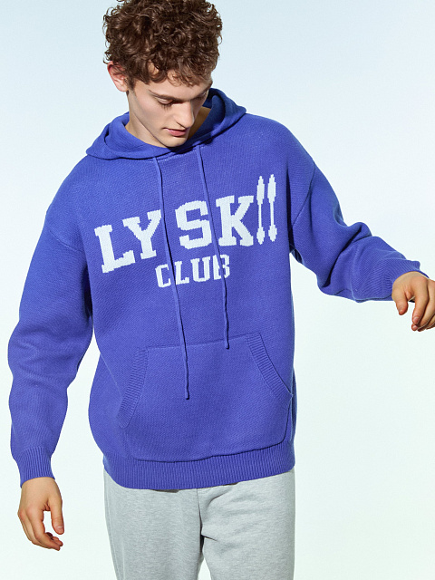Blue Hoodie With White Print, 4