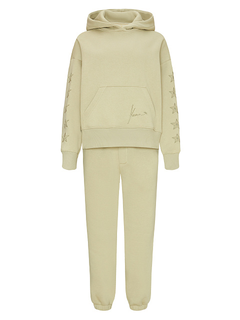 Stars Embroidered Olive Green Jersey Suit, 1