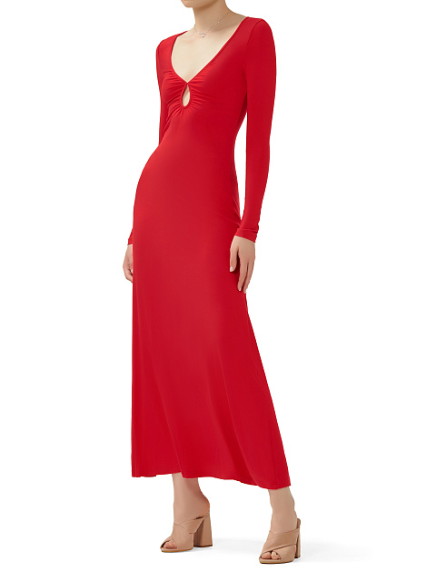 Red Rayon Jersey Maxi Dress, 5