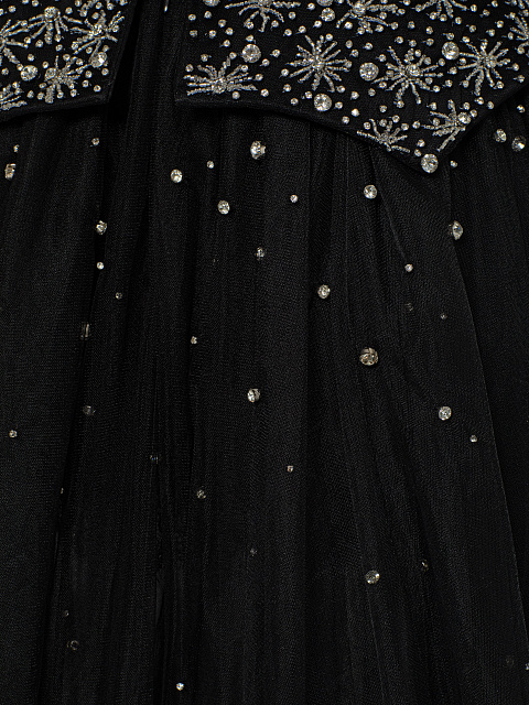 Black Tulle Maxi Dress With Crystals, 5