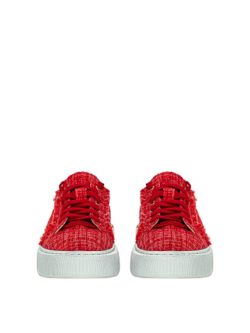 Red Tweed & Leather Sneakers, 2