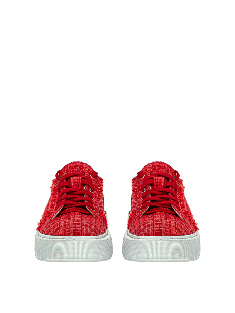 Red Tweed & Leather Sneakers, 2