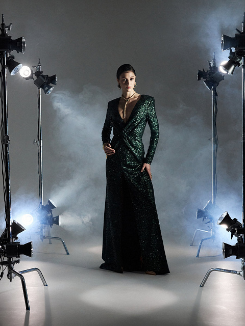 Green Sequin Jesrsey Maxi Dress, 2