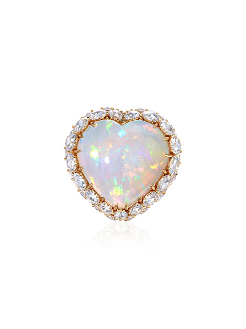 Ring with heart-cut opal, 6