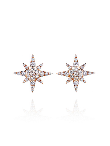 Rose Gold Diamond Star Earrings, 1