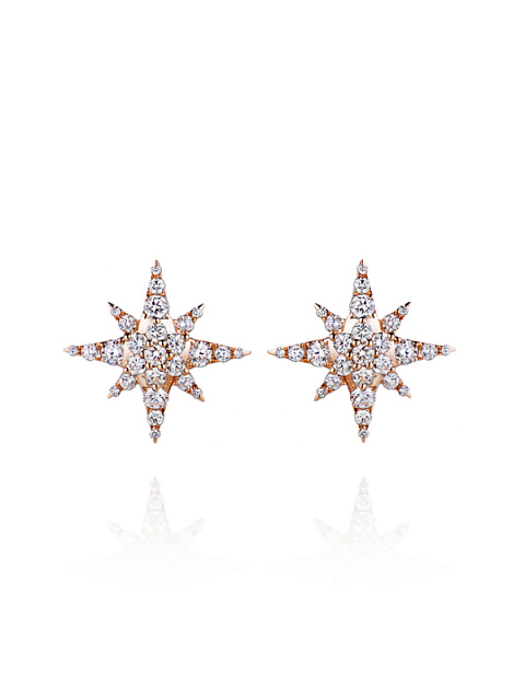 Rose Gold Diamond Star Earrings, 1