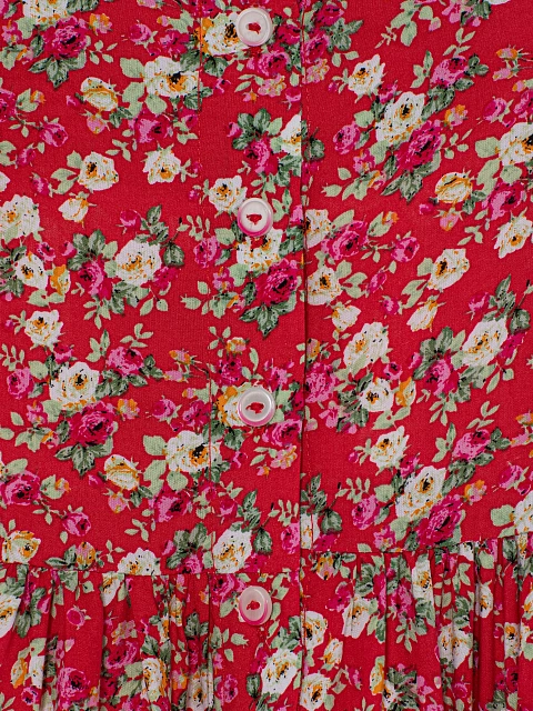 Girl's Red Floral Lace Trim Dress, 4 Girl's Red Floral Lace Trim Dress, 4