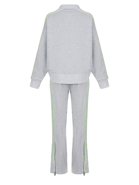 Grey & Neon Green YD Embroidered Jersey Suit, 2 Grey & Neon Green YD Embroidered Jersey Suit, 2