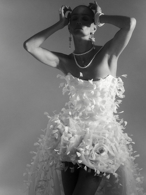 White Feather & Drape Tulle Dress, 10