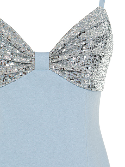 Light Blue & Silver Sequin Jersey Mini Dress, 3