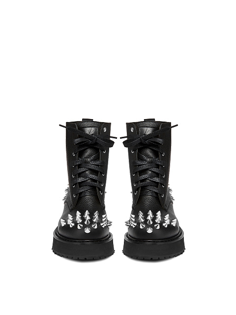 Monochrome Black Leather Studded Boots, 2 Monochrome Black Leather Studded Boots, 2