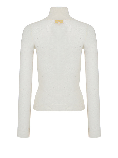 White Sheer Merino Wool Turtleneck, 3