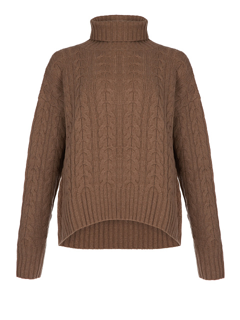 Brown Cashmere Cable Knit Sweater, 1