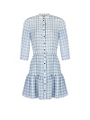 Голубое шифоновое платье-мини в клетку