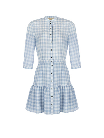 Light Blue Checked Mini Dress , 1