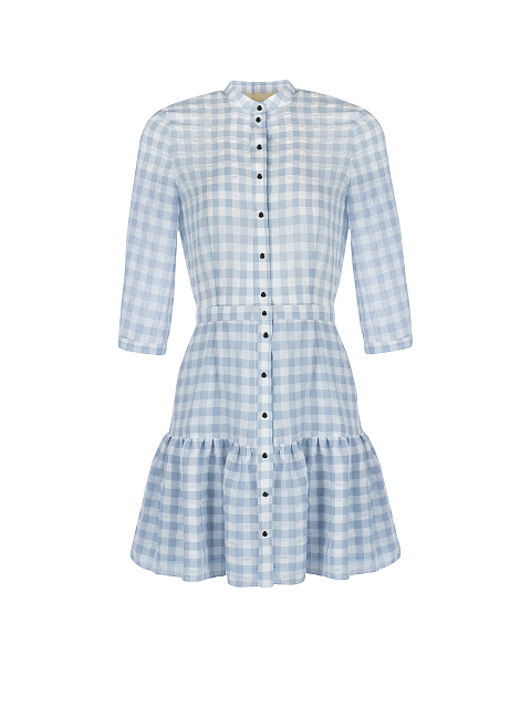 Light Blue Checked Mini Dress , 1