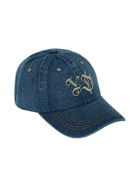 Blue & Grey Embroidery Denim Cap, 1