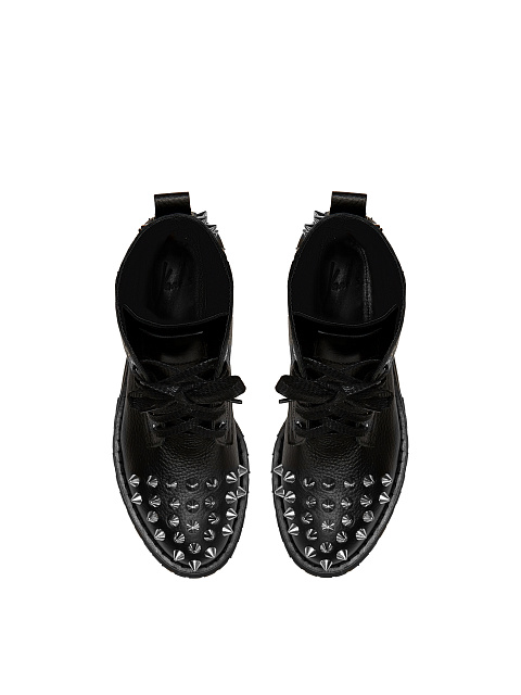 Monochrome Black Leather Studded Boots, 4 Monochrome Black Leather Studded Boots, 4