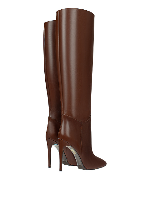 Brown Leather Stiletto Boots, 3