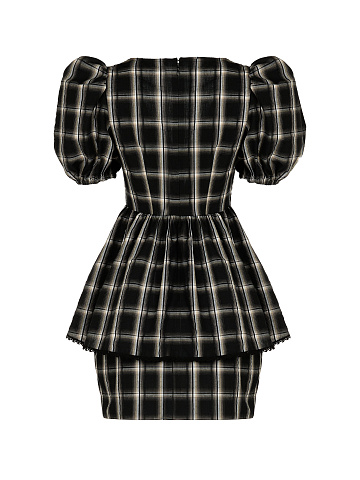 Black Checked Cotton Top & Mini Skirt, 2