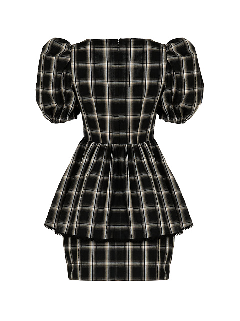 Black Checked Cotton Top & Mini Skirt, 2