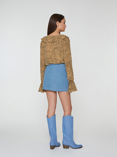 Brown Leopard Chiffon Blouse, 4