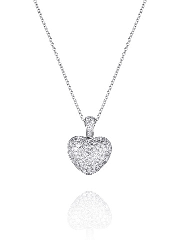 White Gold & Diamonds Heart Pendant Necklace, 1