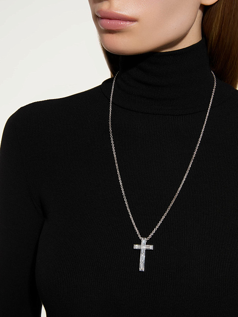 Necklace with cross pendant in white gold with LG diamonds, 2