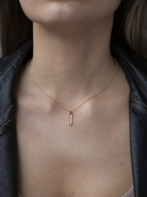 Yellow Gold & Diamonds Pin Pendant, 3