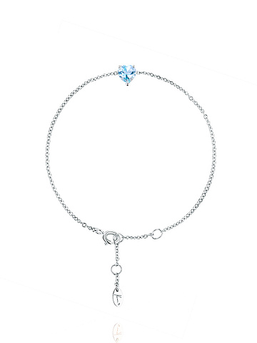 White Gold & Sky Blue Topaz Heart Bracelet, 1