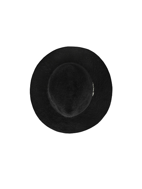 Black Leather Trimmed Felt Hat, 3