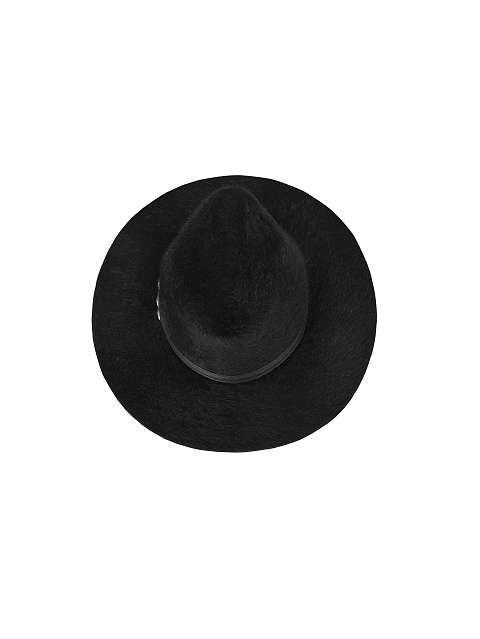 Black Leather Trimmed Felt Hat, 2