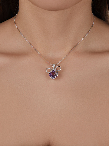 Heart Amethyst, Diamond & White Gold Necklace, 2