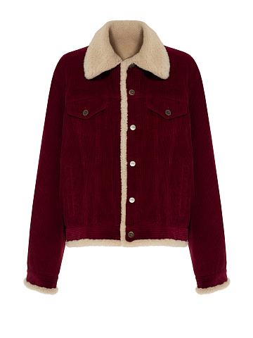 Burgundy Corduroy Jacket With Sheepskin, 1