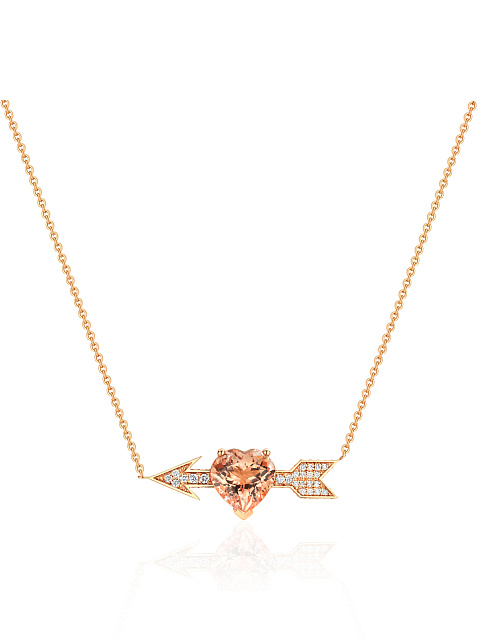 Rose Gold, Heart-cut Morganite & Diamonds Necklace, 1