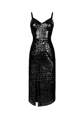 Black Sequined Midi Dress, 1
