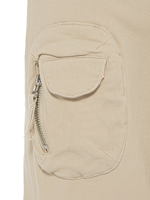 Beige Cotton Cargo Pants, 5