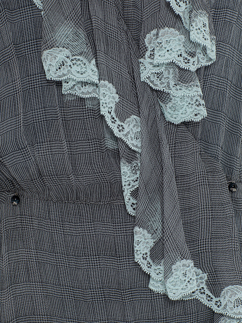 ​​Grey Chiffon Dress with Ruffles and Lace, 3